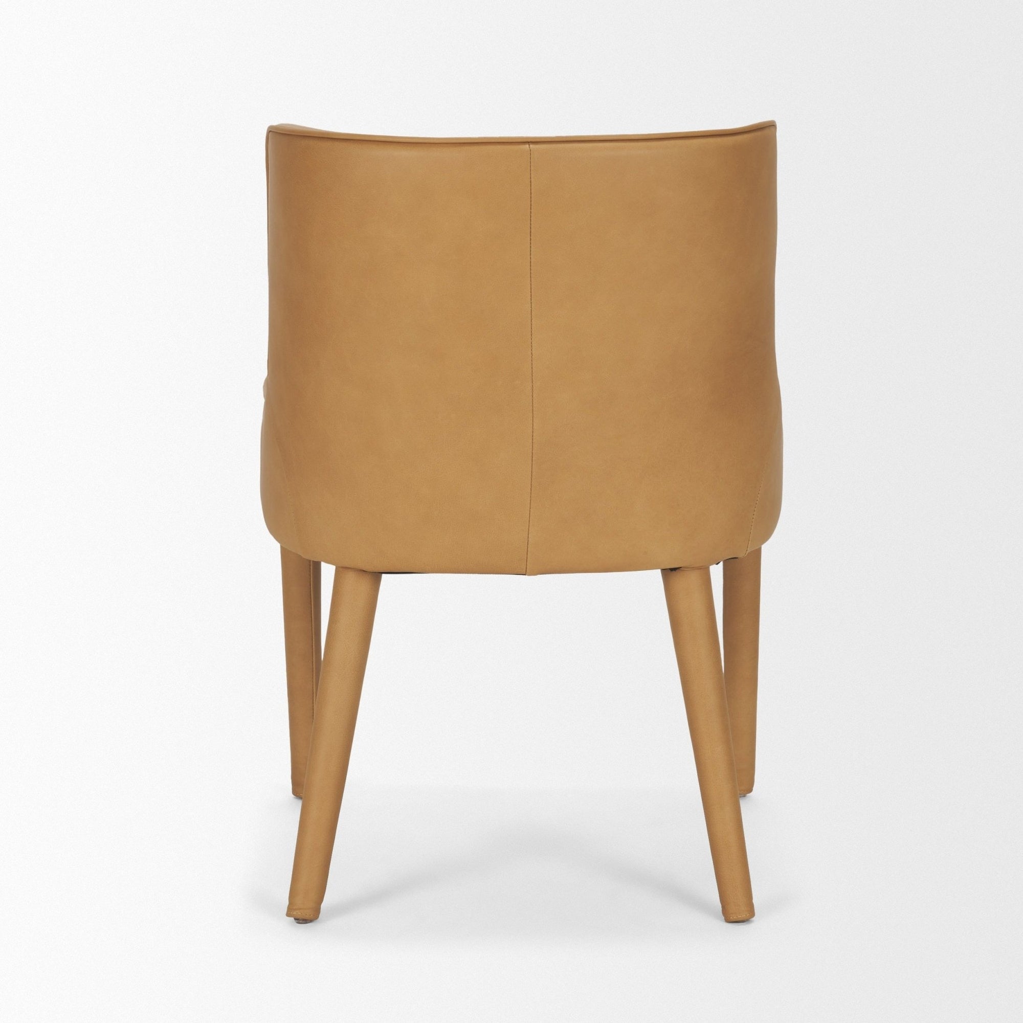 Nolan Slope Tan Leather Dining Side Chair - Dekor Butik