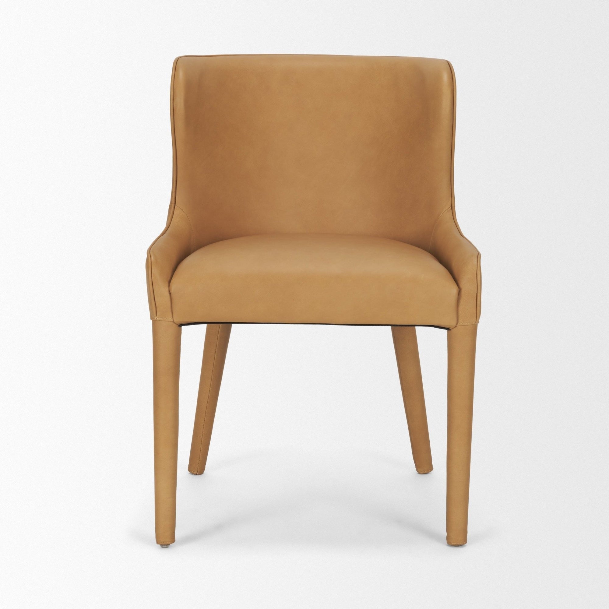Nolan Slope Tan Leather Dining Side Chair - Dekor Butik