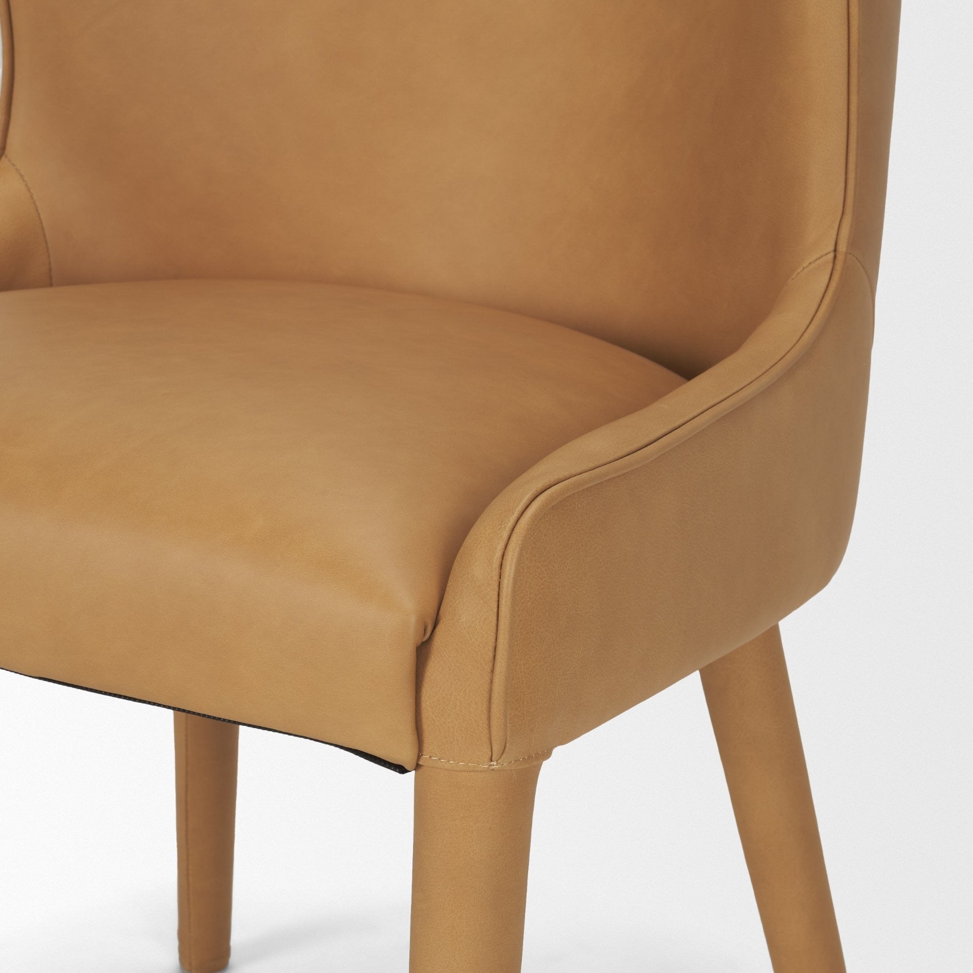 Nolan Slope Tan Leather Dining Side Chair - Dekor Butik