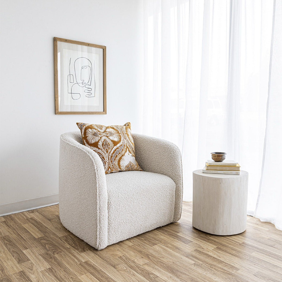 baseNova Wide 16" Stump - Round - White - Dekor Butik