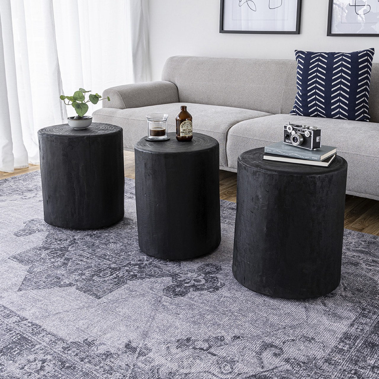 baseNova Wide 21" Stump - Round - Black - Dekor Butik