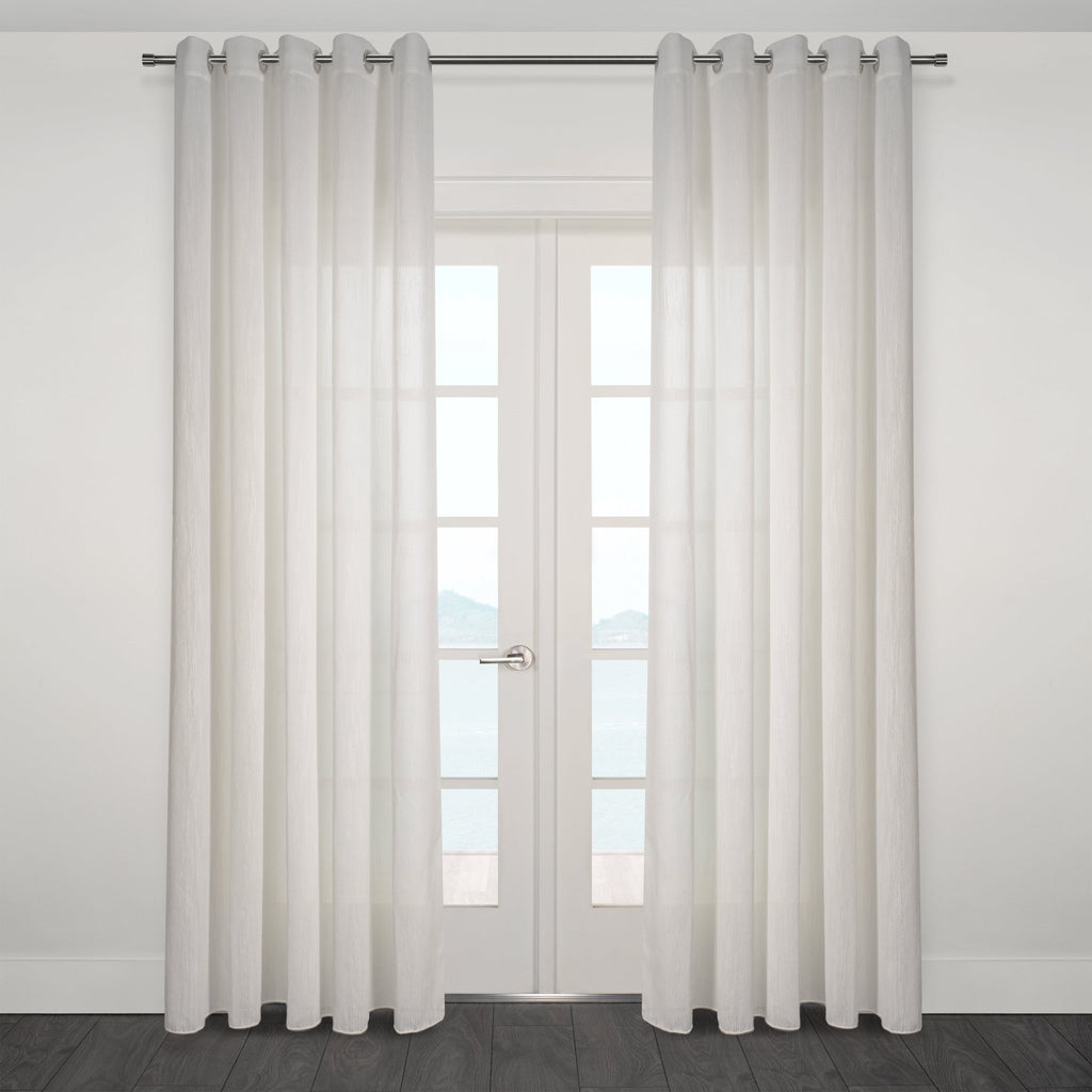 CurtainsNovara Textured Jacquard Overall Design Semi Sheer Grommet Curtain 80" x 95" - Dekor Butik
