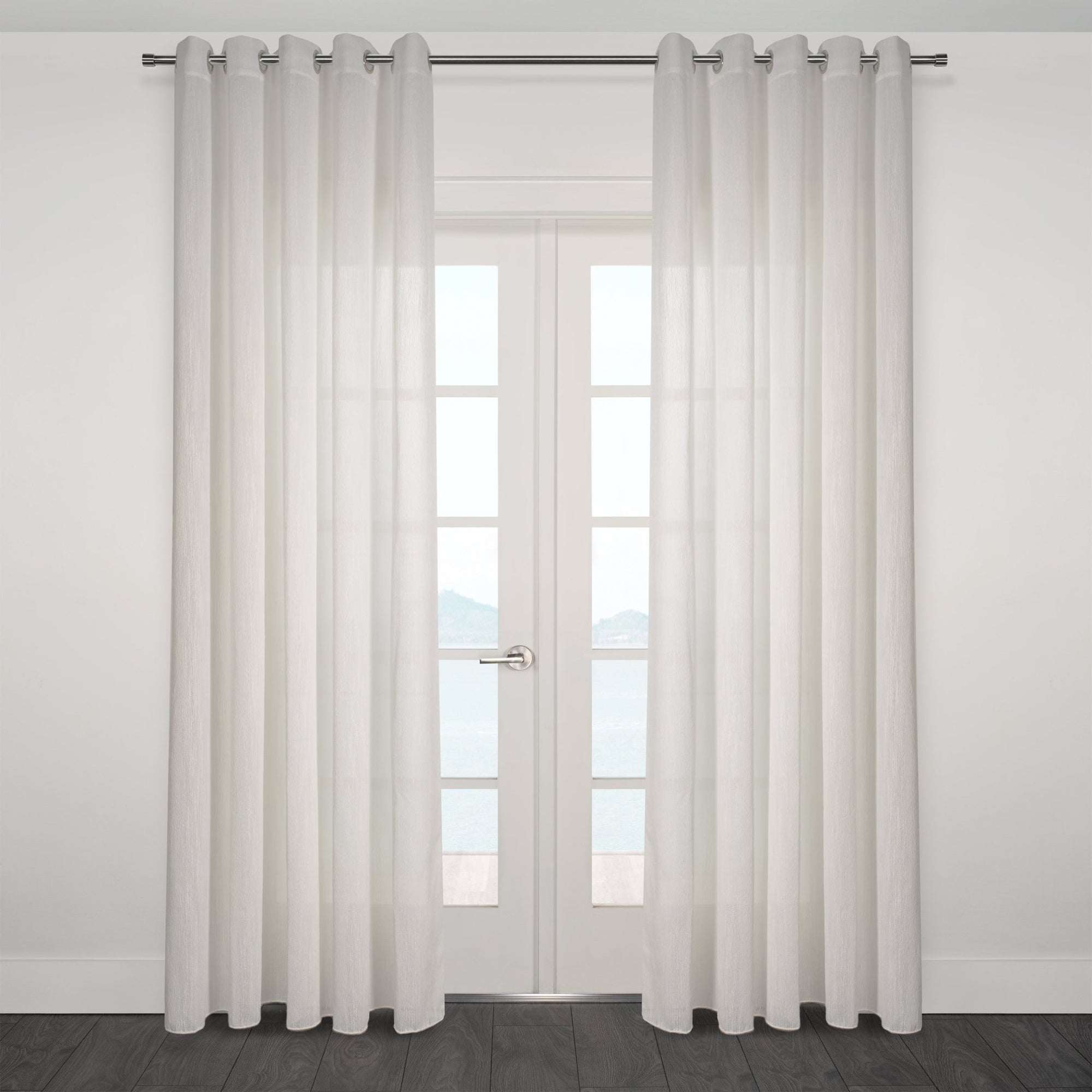 CurtainsNovara Textured Jacquard Overall Design Semi Sheer Grommet Curtain 80" x 95" - Dekor Butik