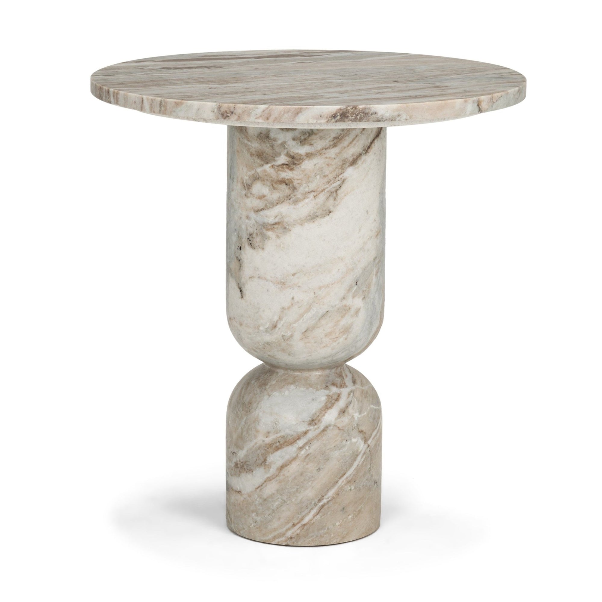 Nylah Solid Pink Marble Round Accent Table - Dekor Butik