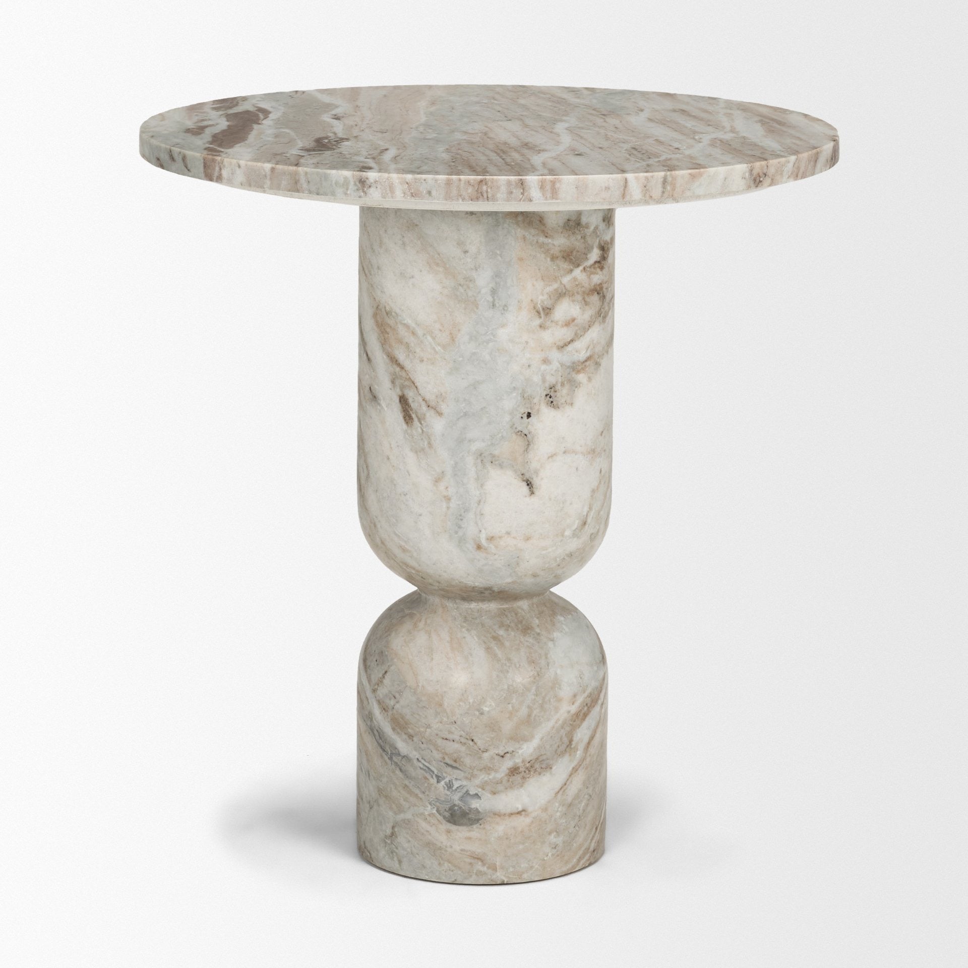 Nylah Solid Pink Marble Round Accent Table - Dekor Butik