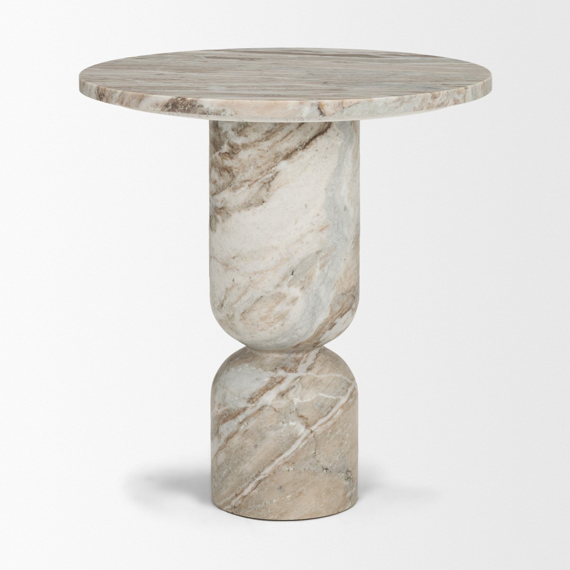 Nylah Solid Pink Marble Round Accent Table - Dekor Butik
