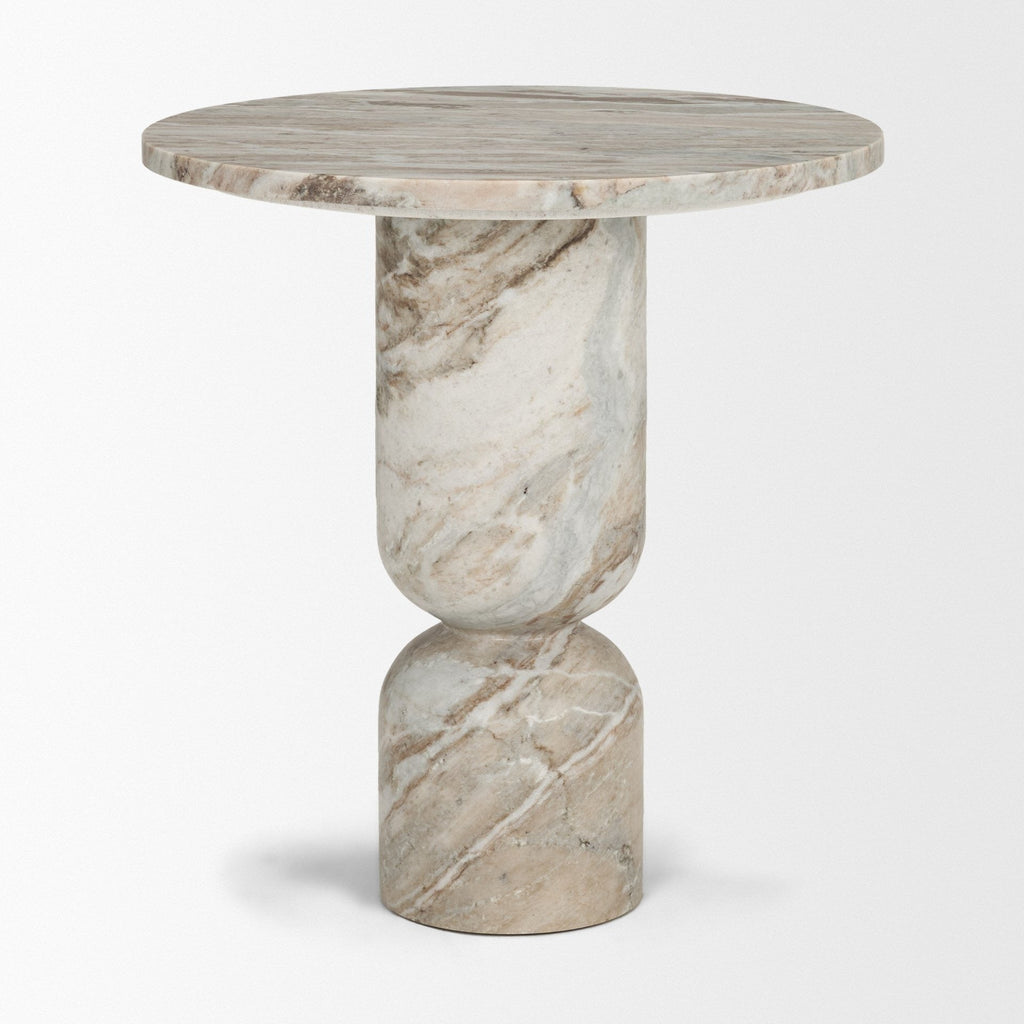 Nylah Solid Pink Marble Round Accent Table - Dekor Butik