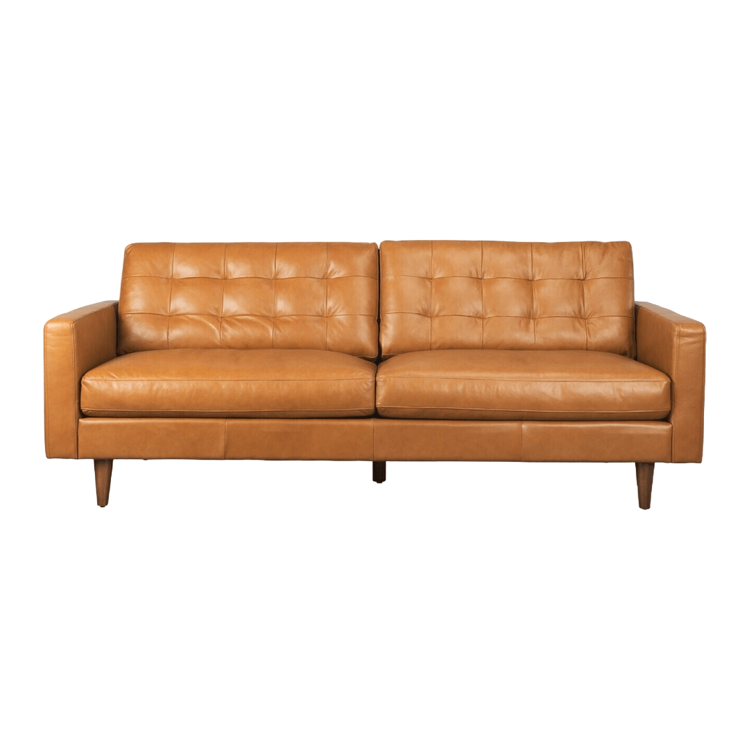 FurnitureOlaf Tan Leather Sofa - Dekor Butik