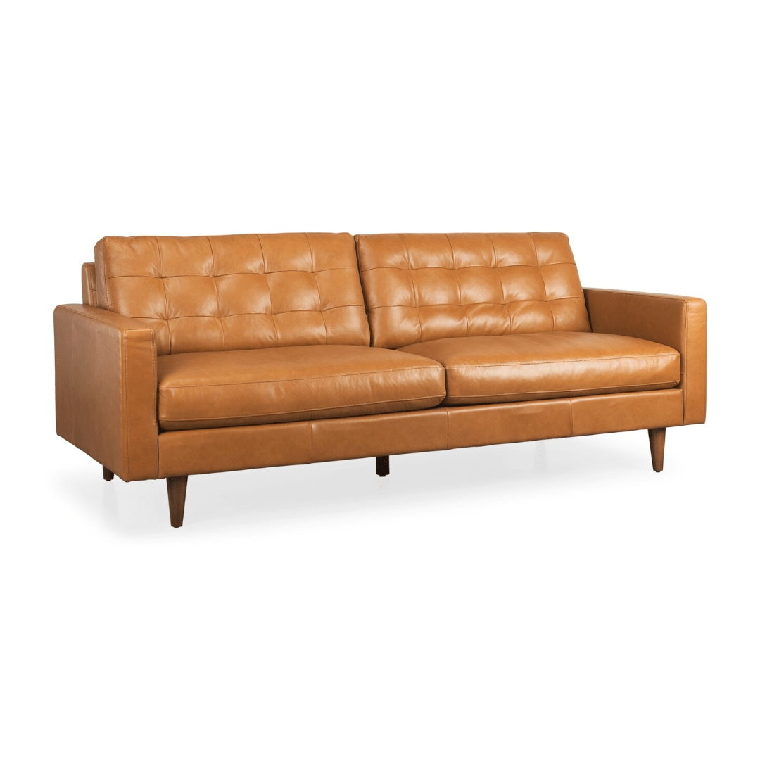FurnitureOlaf Tan Leather Sofa - Dekor Butik