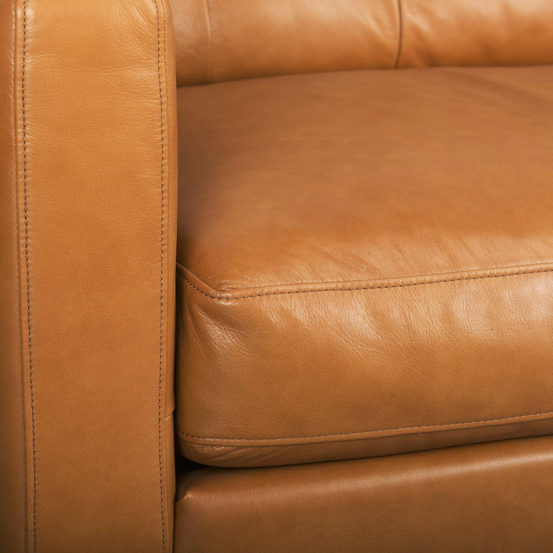 FurnitureOlaf Tan Leather Sofa - Dekor Butik