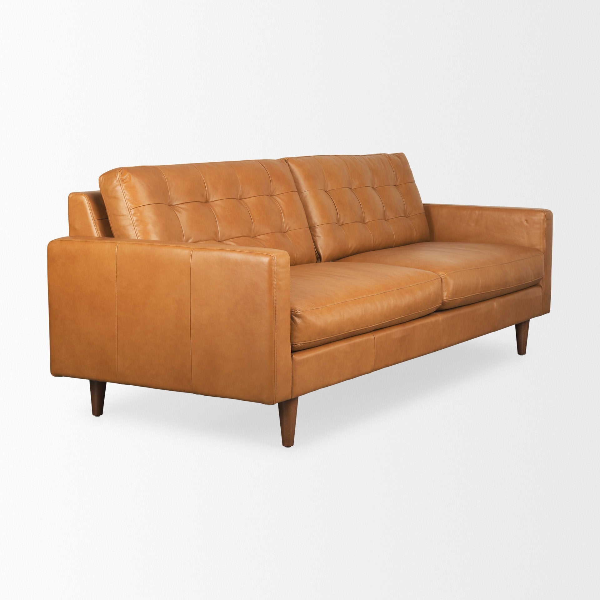 FurnitureOlaf Tan Leather Sofa - Dekor Butik