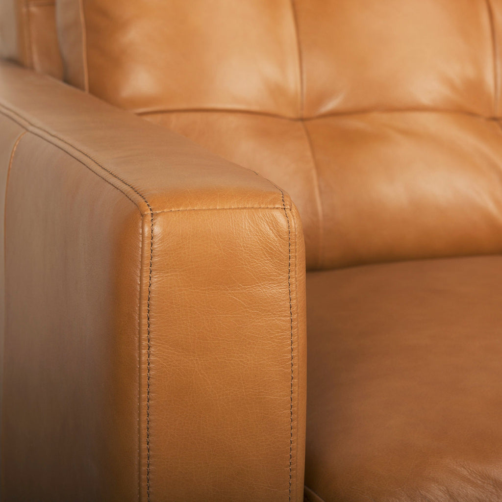 FurnitureOlaf Tan Leather Sofa - Dekor Butik