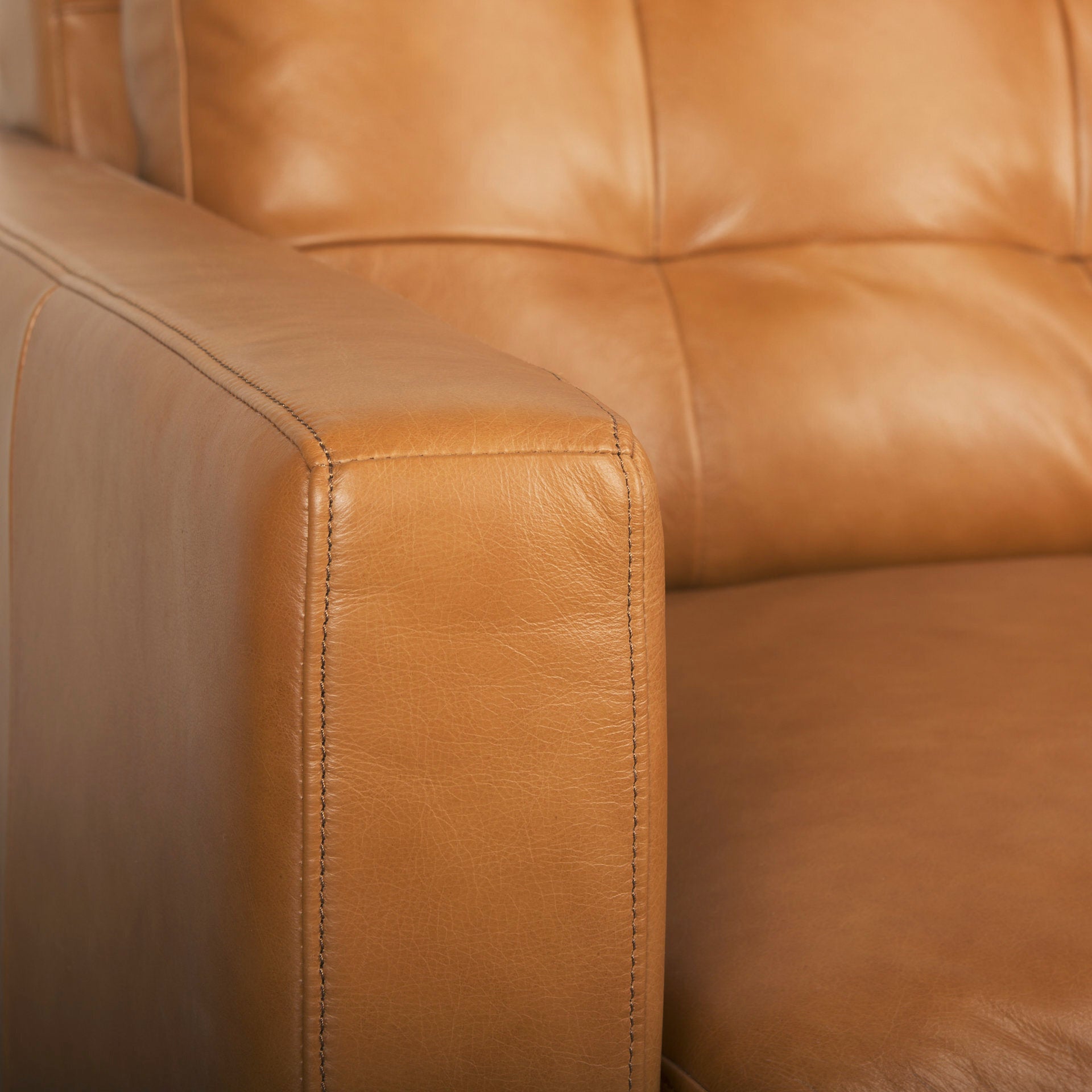 FurnitureOlaf Tan Leather Sofa - Dekor Butik