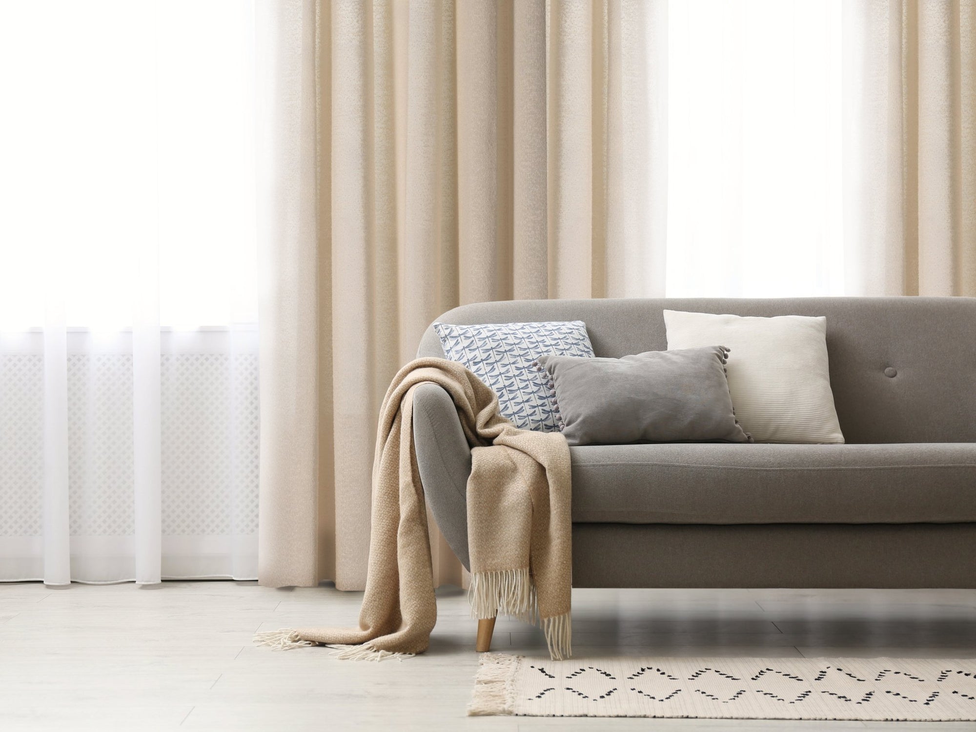 CurtainsOrtona Boucle Sytle Heavy Semi Sheer Grommet Curtain 80" x95" - Dekor Butik