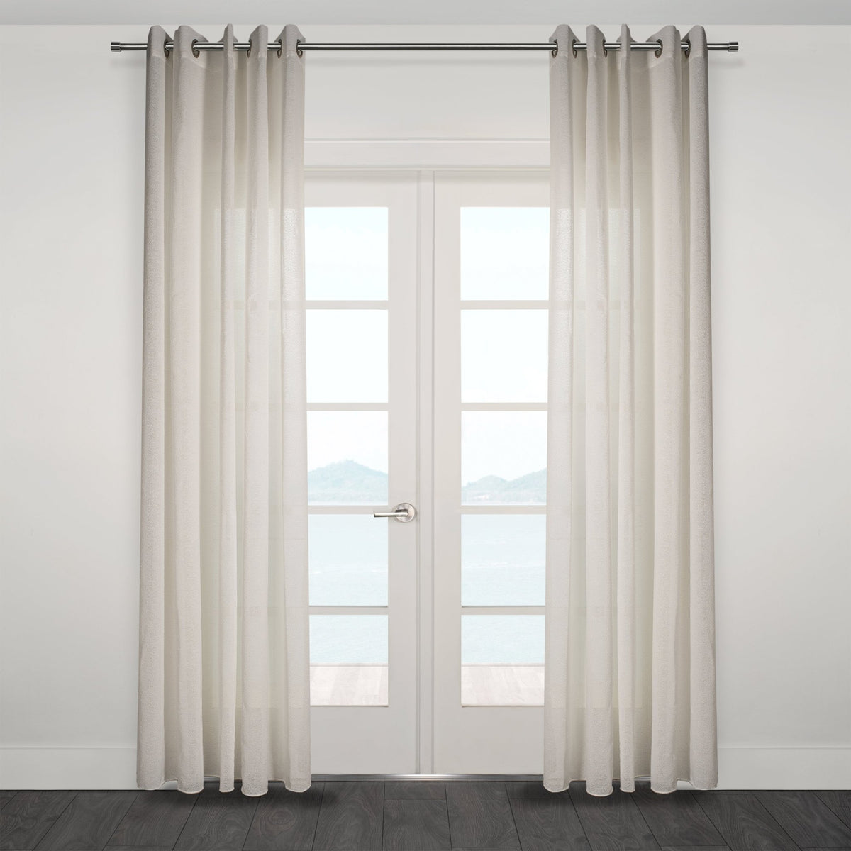 CurtainsOrtona Boucle Sytle Heavy Semi Sheer Grommet Curtain 80" x95" - Dekor Butik
