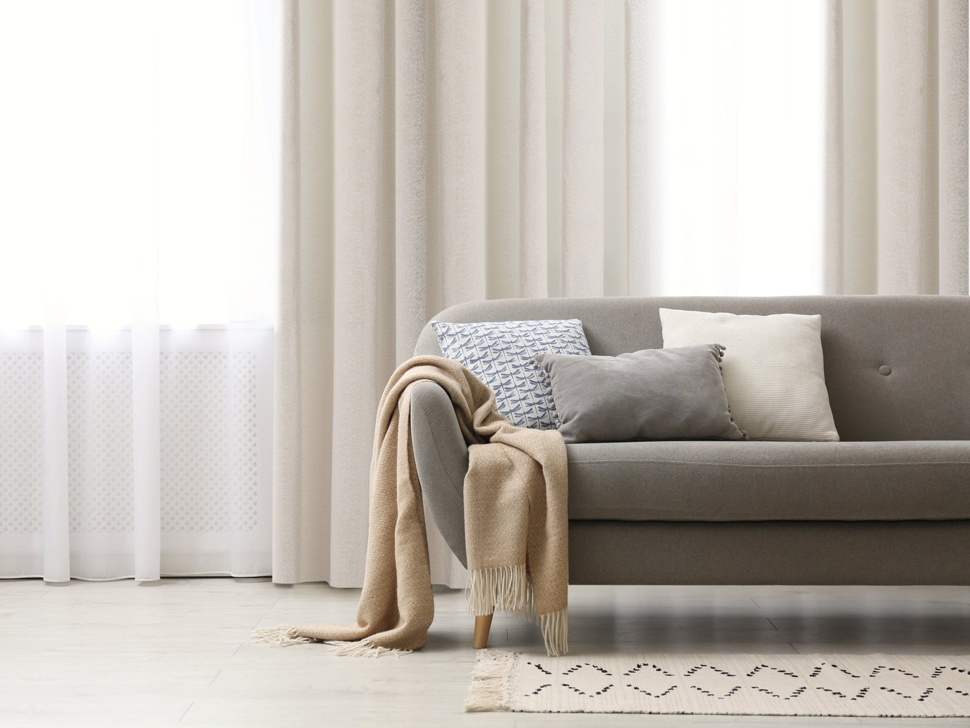 CurtainsOrtona Boucle Sytle Heavy Semi Sheer Grommet Curtain 80" x95" - Dekor Butik