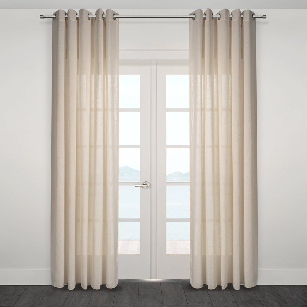 CurtainsOrtona Boucle Sytle Heavy Semi Sheer Grommet Curtain 80" x95" - Dekor Butik