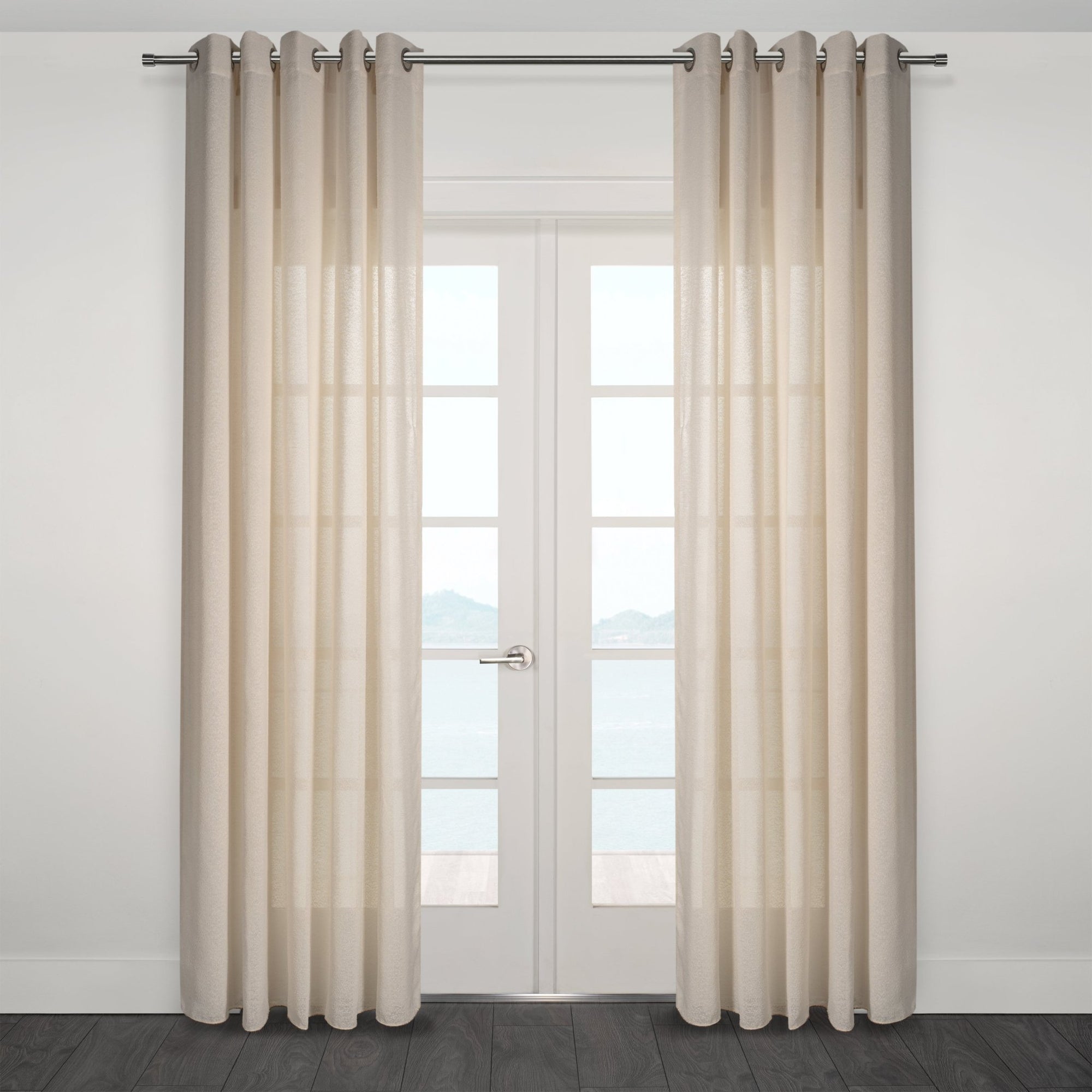 CurtainsOrtona Boucle Sytle Heavy Semi Sheer Grommet Curtain 80" x95" - Dekor Butik