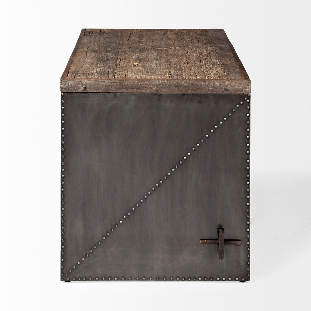 Orwell Brown Wood Top Metal Cladded Frame Office Desk - Dekor Butik