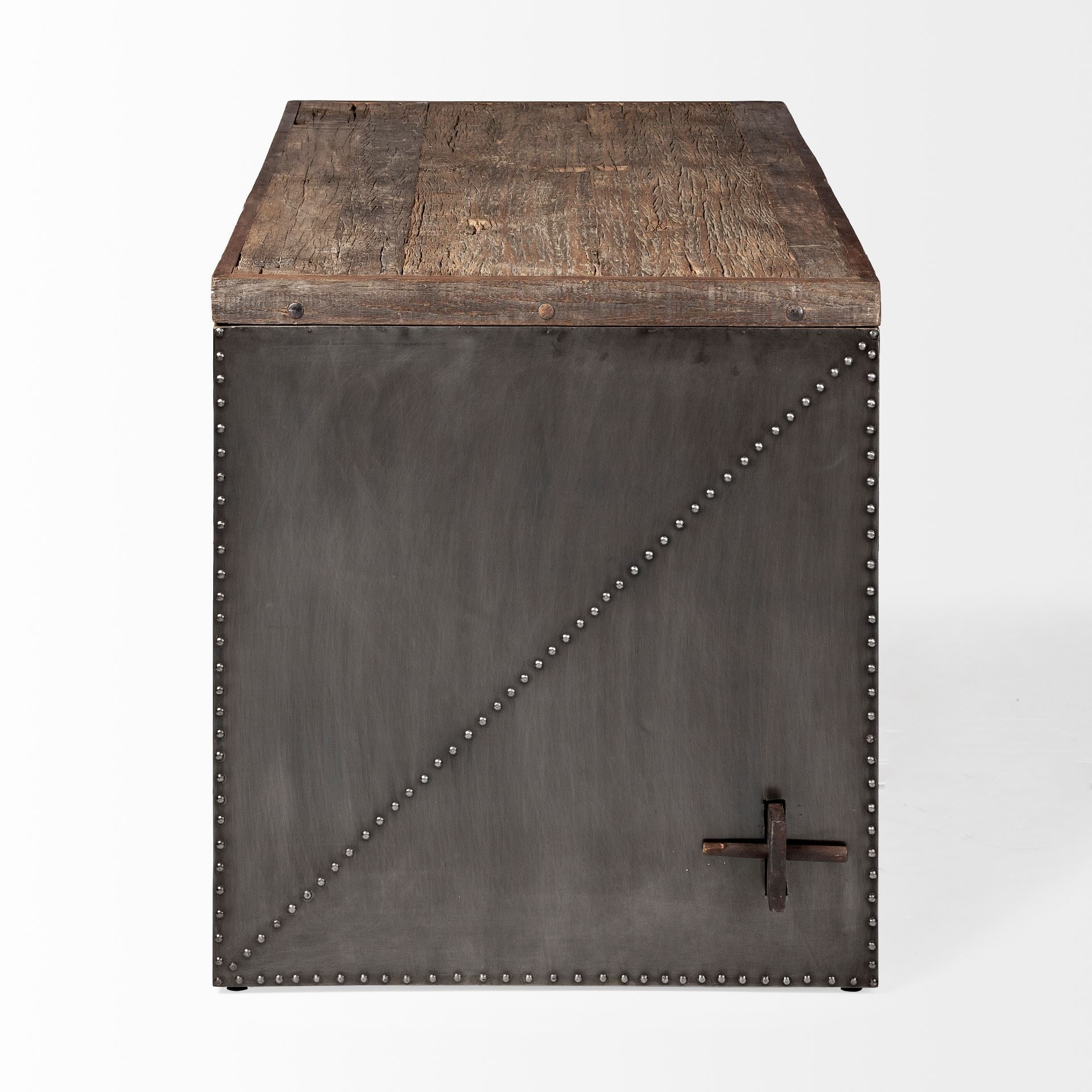 Orwell Brown Wood Top Metal Cladded Frame Office Desk - Dekor Butik