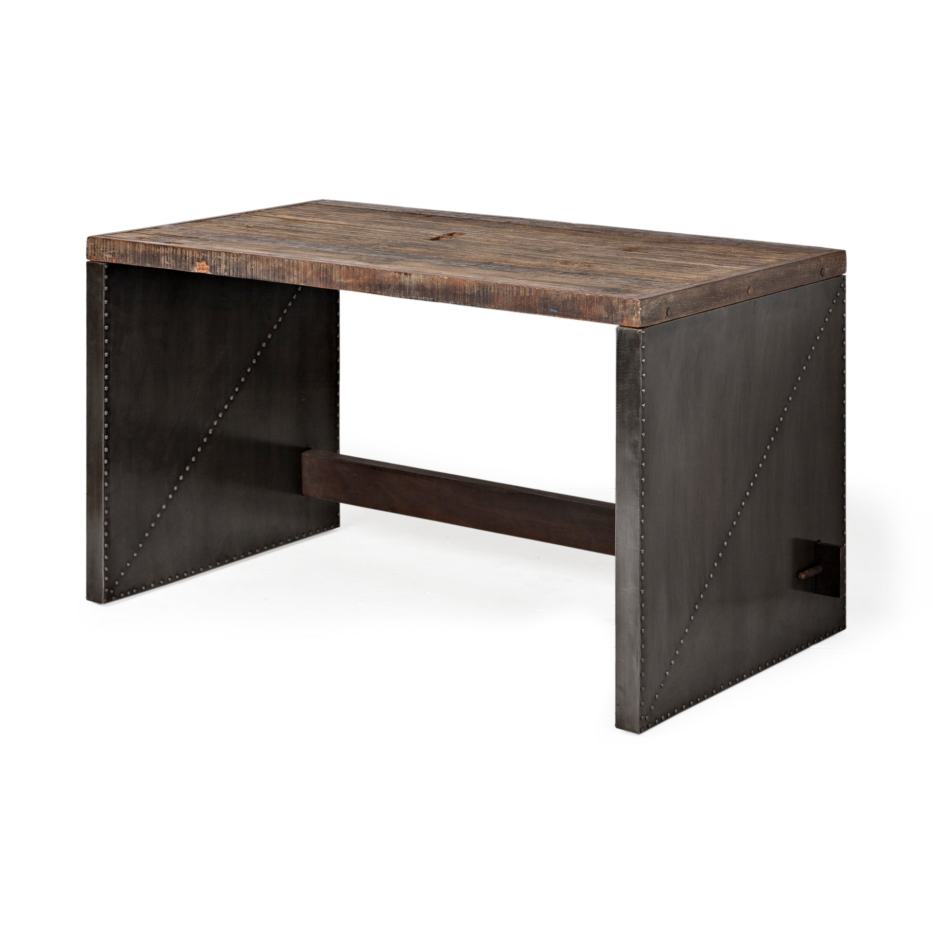 Orwell Brown Wood Top Metal Cladded Frame Office Desk - Dekor Butik