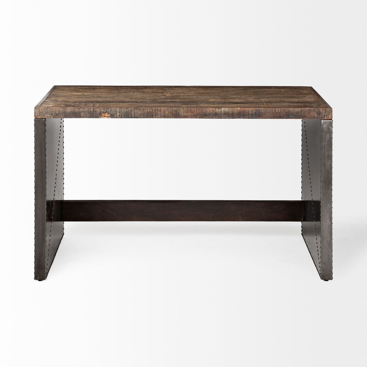Orwell Brown Wood Top Metal Cladded Frame Office Desk - Dekor Butik