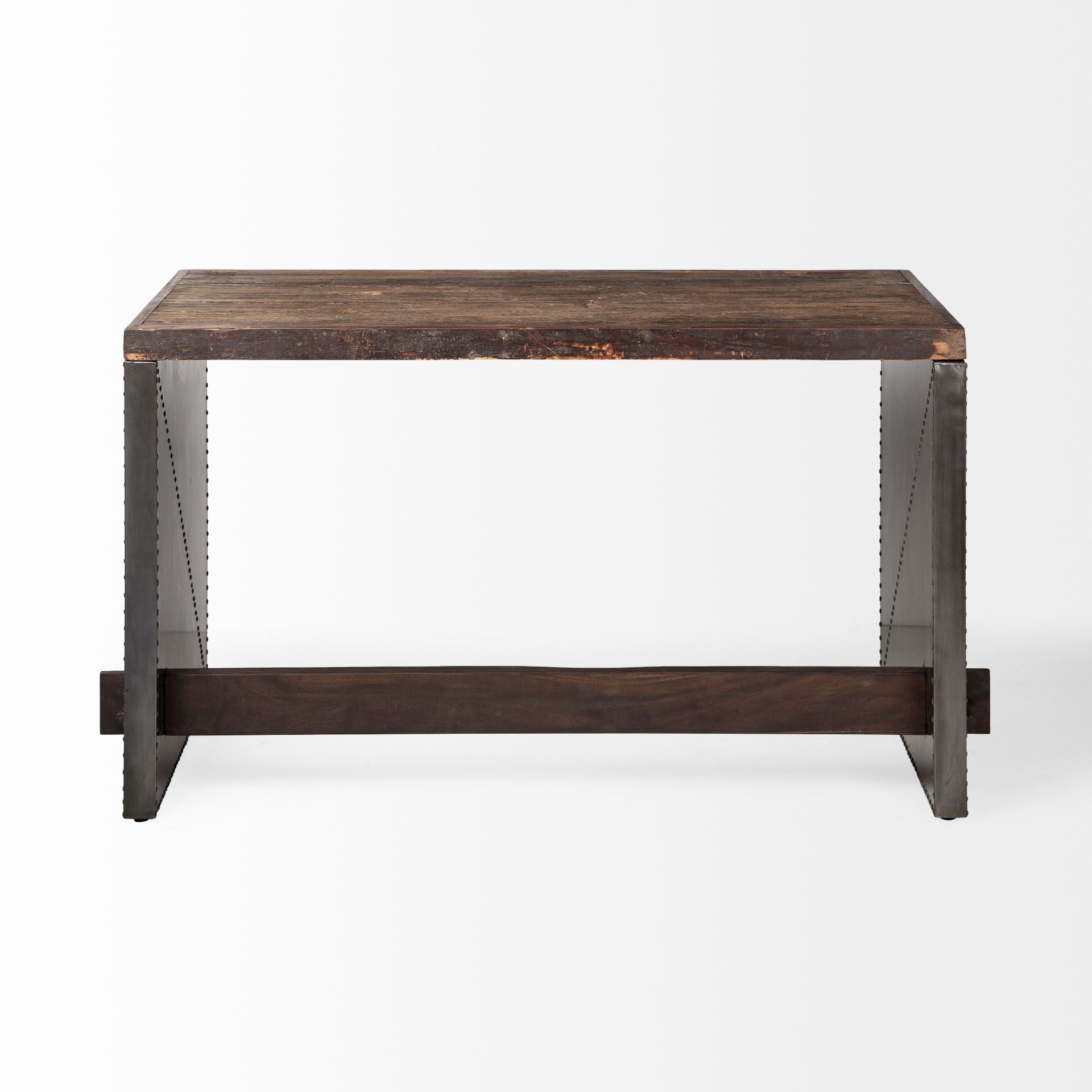 Orwell Brown Wood Top Metal Cladded Frame Office Desk - Dekor Butik