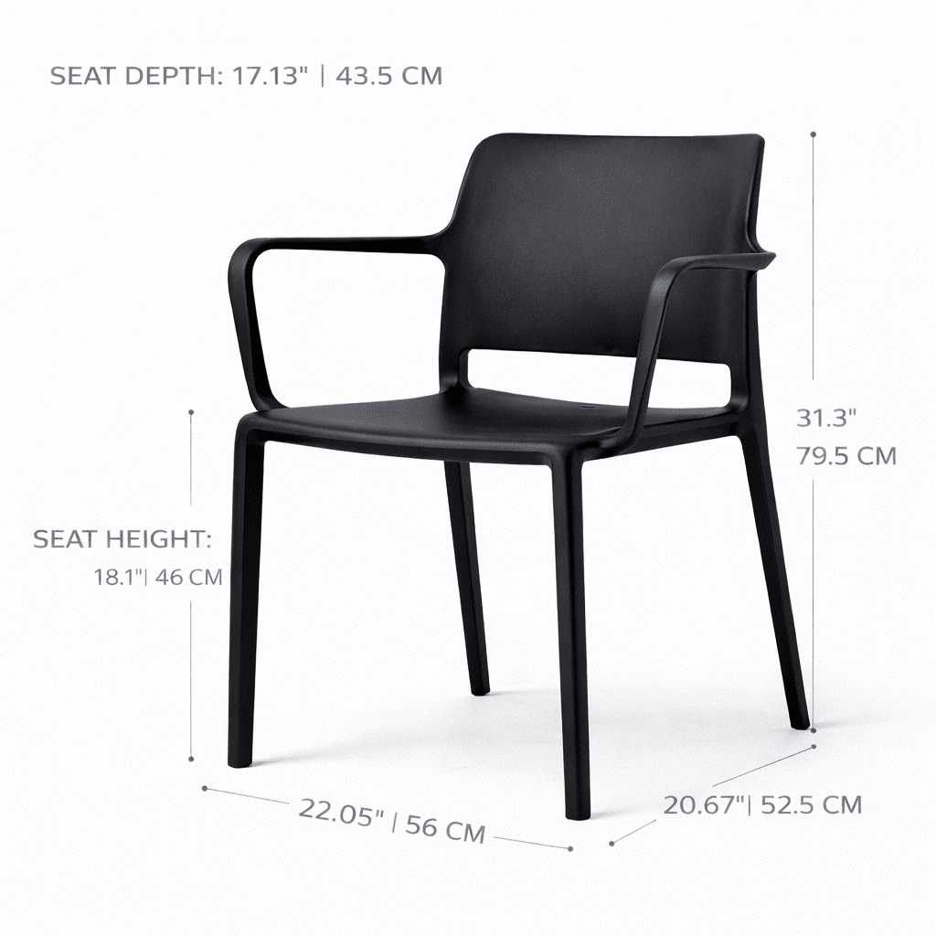 Pamela Stackable Dining Armchair, Black - Dekor Butik