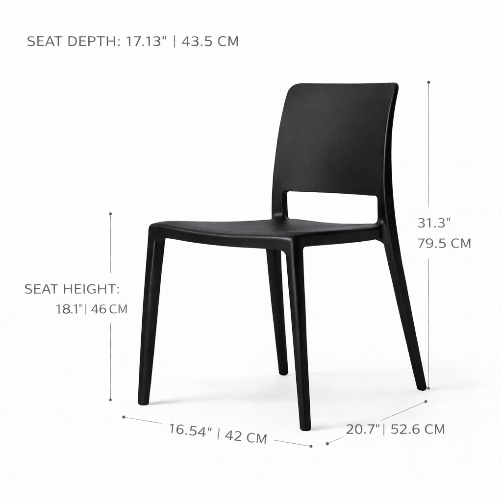 Pamela Stackable Dining Chair, Black - Dekor Butik