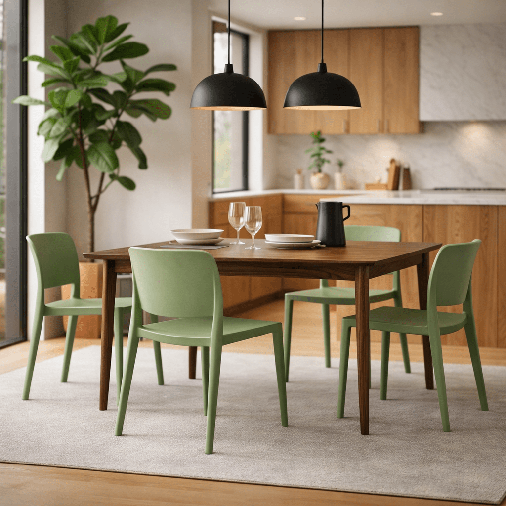Pamela Stackable Dining Chair, Green - Dekor Butik