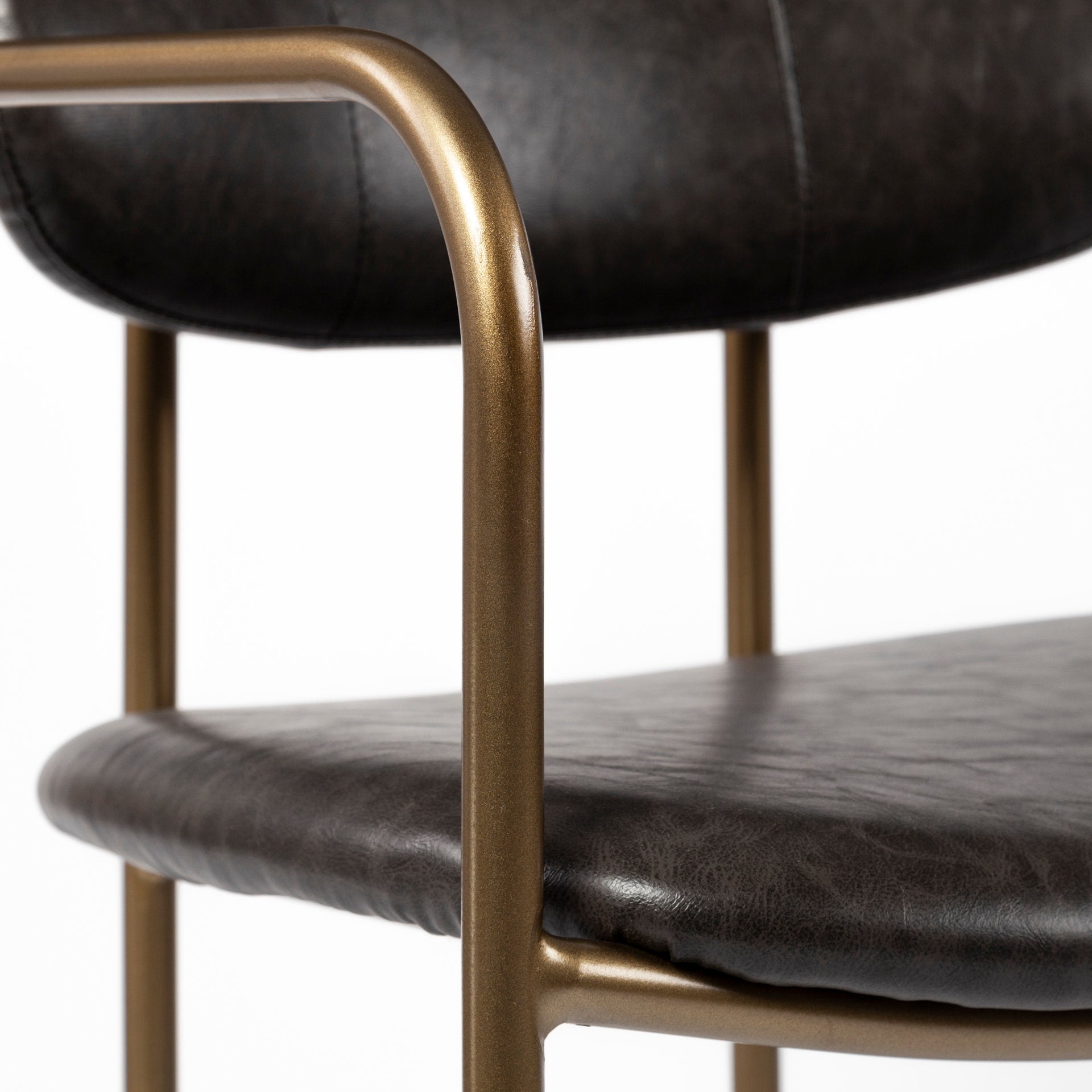 Parker Brown Faux Leather Seat Gold Metal Stool - 2 Sizes Available - Dekor Butik