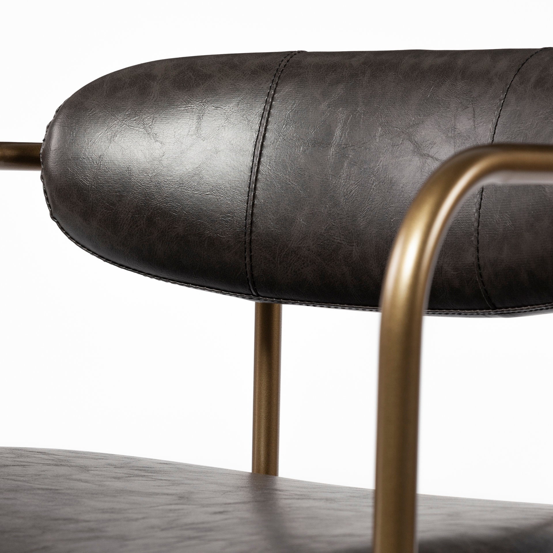 Parker Brown Faux Leather Seat Gold Metal Stool - 2 Sizes Available - Dekor Butik