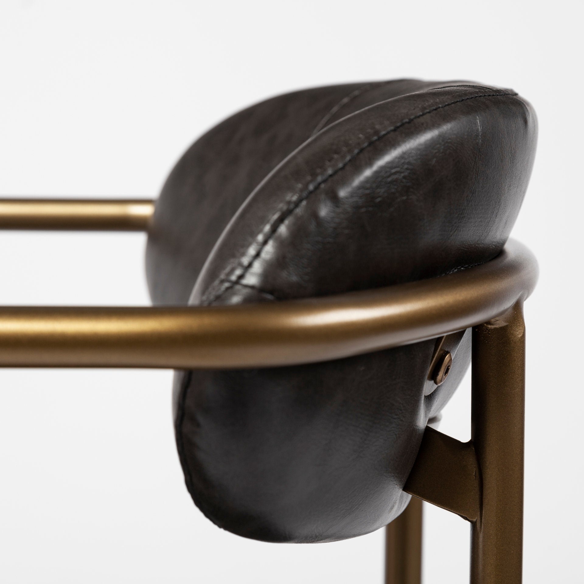 Parker Brown Faux Leather Seat Gold Metal Stool - 2 Sizes Available - Dekor Butik