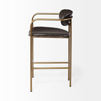 Parker Brown Faux Leather Seat Gold Metal Stool - 2 Sizes Available - Dekor Butik