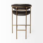 Parker Brown Faux Leather Seat Gold Metal Stool - 2 Sizes Available - Dekor Butik