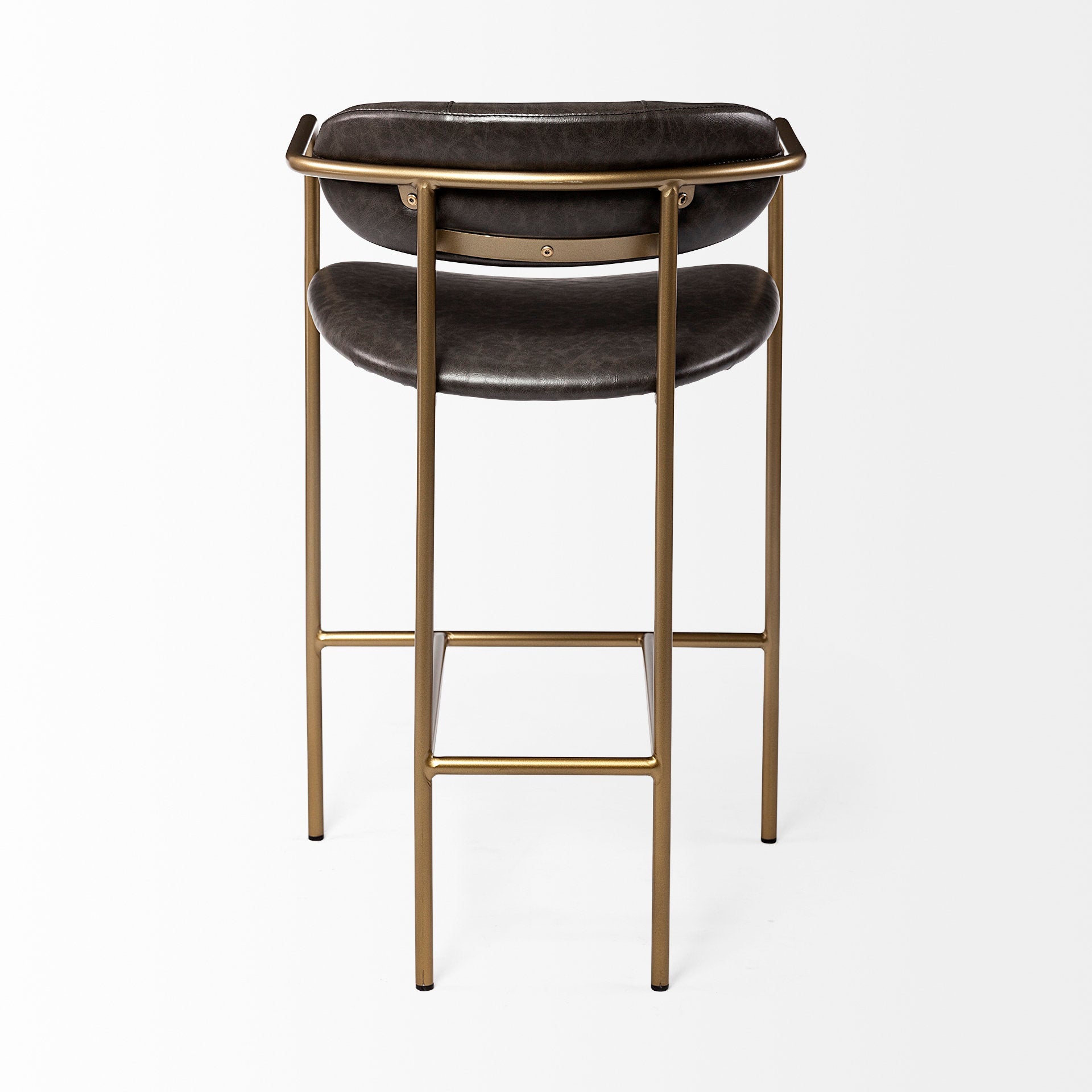 Parker Brown Faux Leather Seat Gold Metal Stool - 2 Sizes Available - Dekor Butik