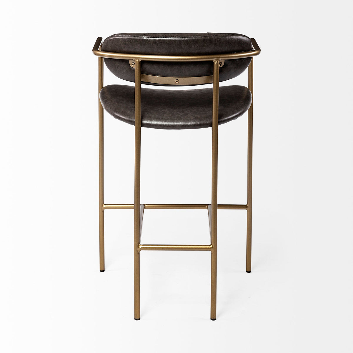 Parker Brown Faux Leather Seat Gold Metal Stool - 2 Sizes Available - Dekor Butik