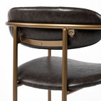 Parker Brown Faux Leather Seat Gold Metal Stool - 2 Sizes Available - Dekor Butik