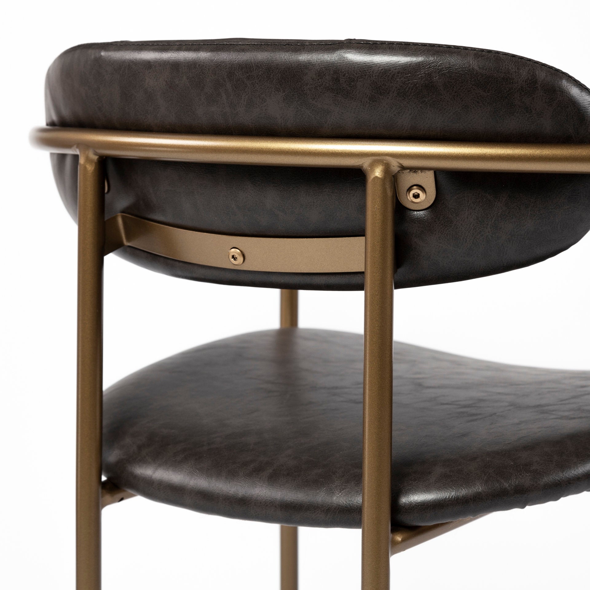 Parker Brown Faux Leather Seat Gold Metal Stool - 2 Sizes Available - Dekor Butik