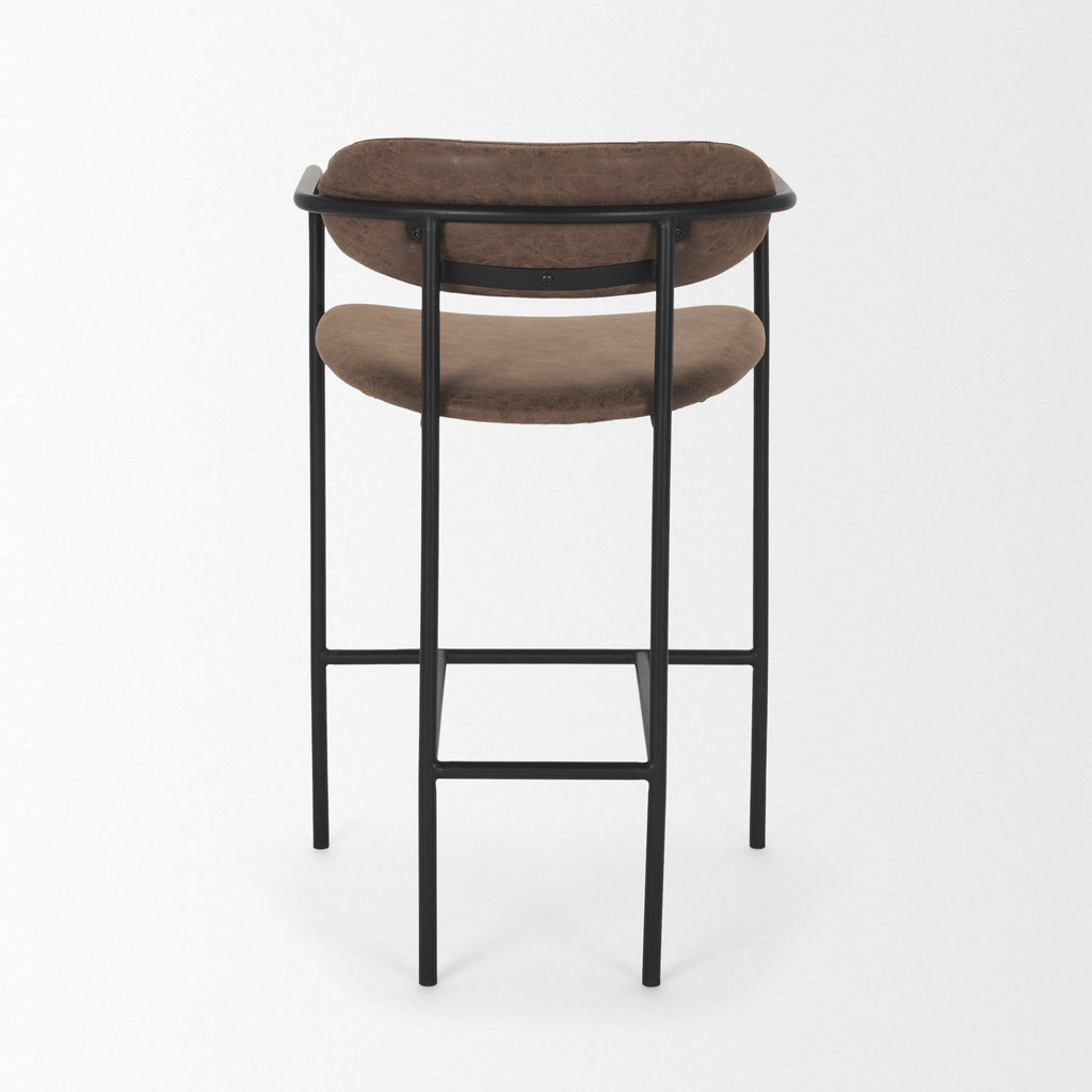 Bar & Counter StoolsParker Faux Leather Counter Stool - Muted Brown Faux Leather w/ Black Metal - Dekor Butik