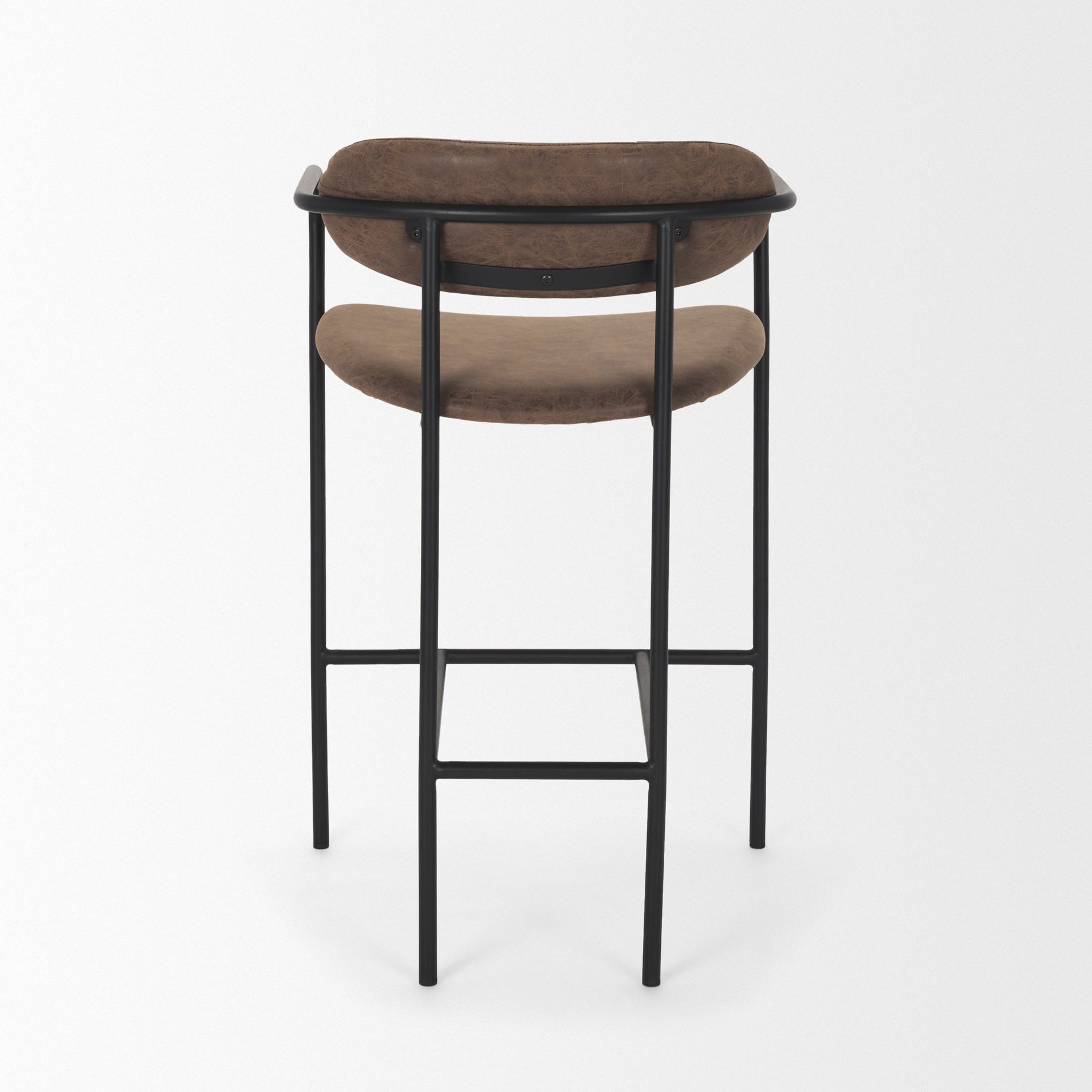 Bar & Counter StoolsParker Faux Leather Counter Stool - Muted Brown Faux Leather w/ Black Metal - Dekor Butik