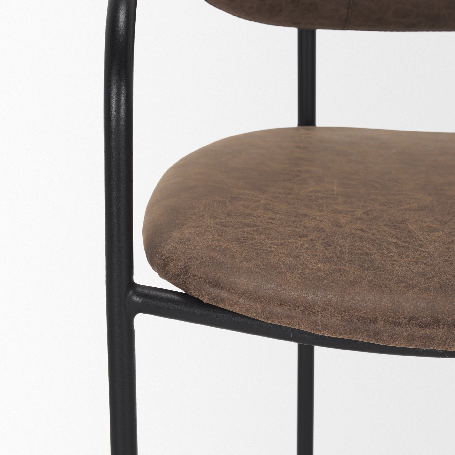 Bar & Counter StoolsParker Faux Leather Counter Stool - Muted Brown Faux Leather w/ Black Metal - Dekor Butik