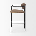 Bar & Counter StoolsParker Faux Leather Counter Stool - Muted Brown Faux Leather w/ Black Metal - Dekor Butik
