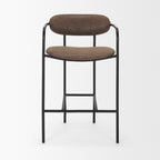 Bar & Counter StoolsParker Faux Leather Counter Stool - Muted Brown Faux Leather w/ Black Metal - Dekor Butik