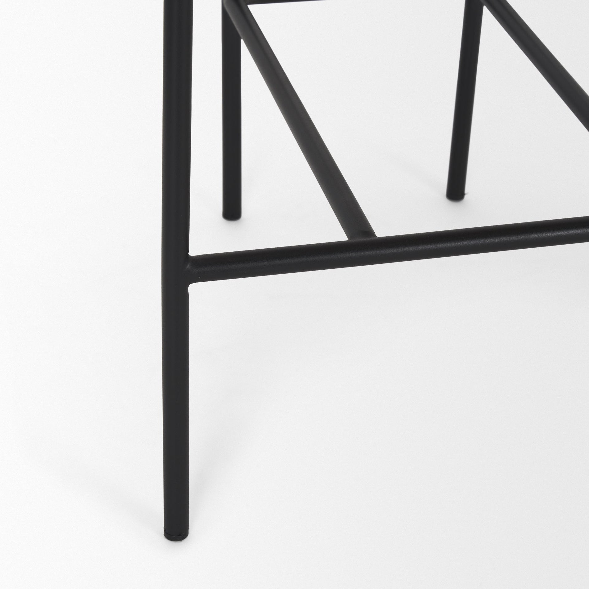 Bar & Counter StoolsParker Faux Leather Counter Stool - Muted Brown Faux Leather w/ Black Metal - Dekor Butik