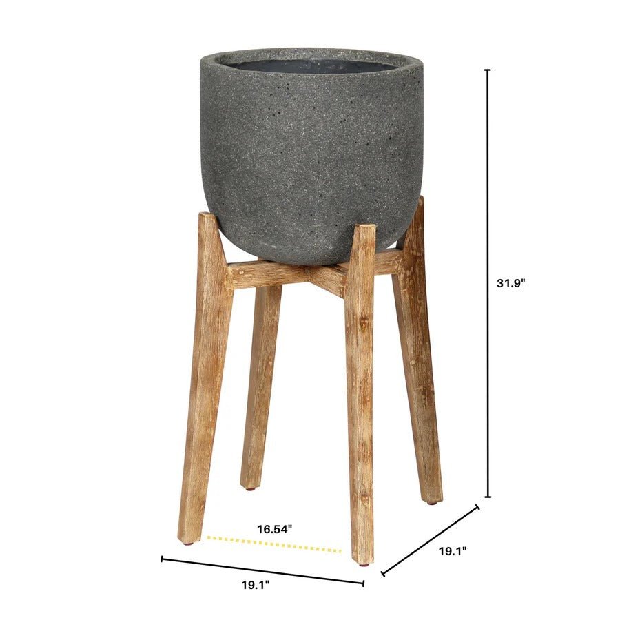 Patio Large Round Standing Pot - Grey Stone - Dekor Butik