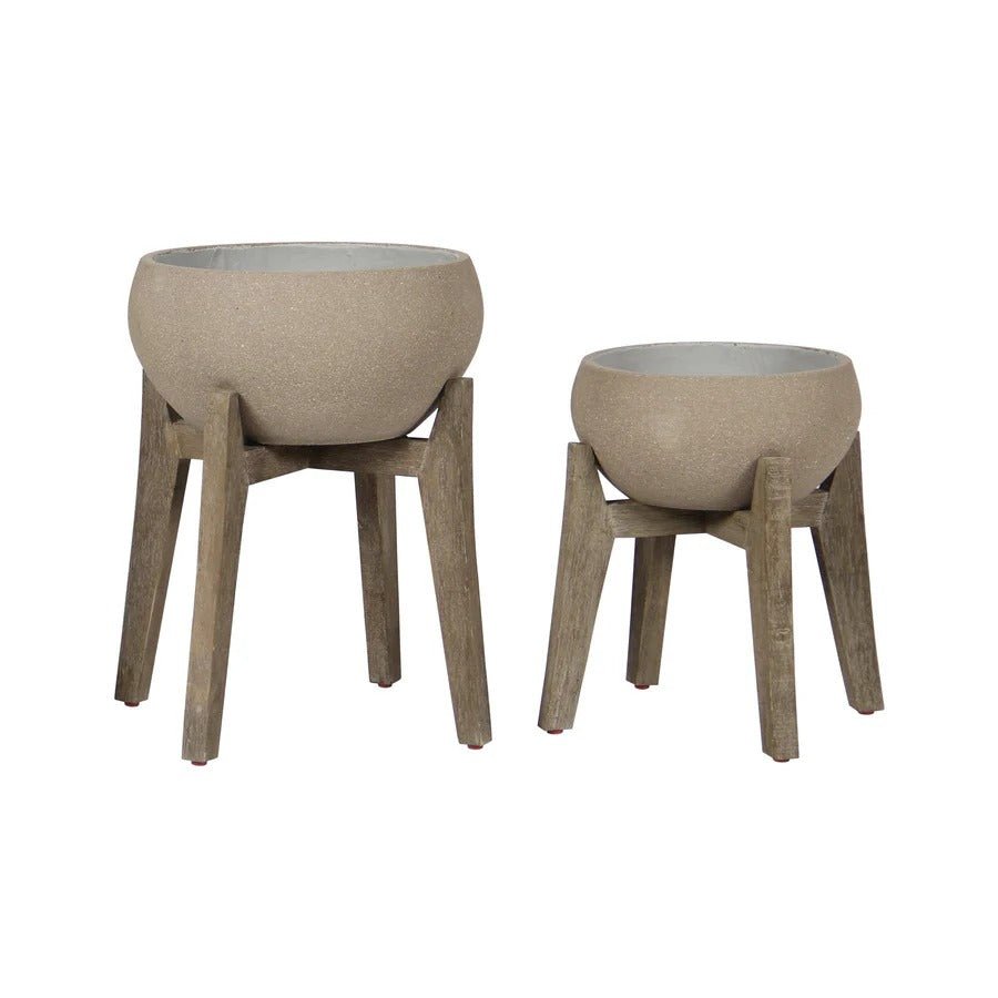Patio Large Standing Urn - Brown Stone - Dekor Butik