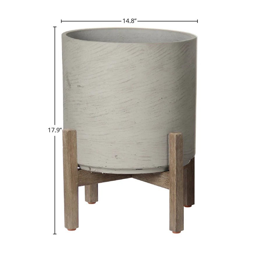 Patio Round Large Standing Pot - Cement Grey - Dekor Butik
