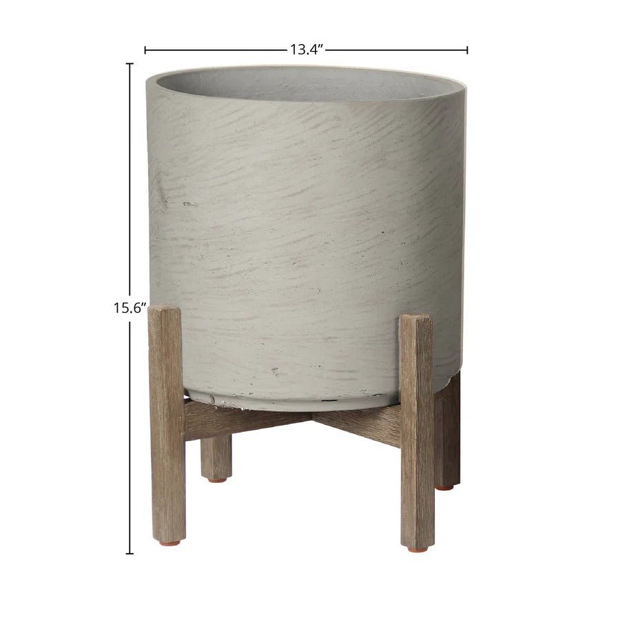 Patio Round Medium Standing Pot - Cement Grey - Dekor Butik