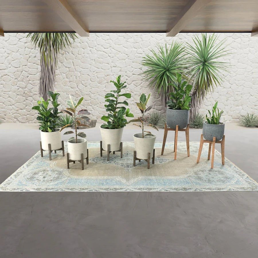 Patio Round Medium Standing Pot - Cement Grey - Dekor Butik